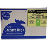 BAGS-GARBAGE, ECOLOGO 22X20 WHITE REGULAR, 500/CTN