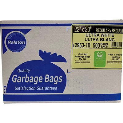 BAGS-GARBAGE, ECOLOGO 22X20 WHITE REGULAR, 500/CTN